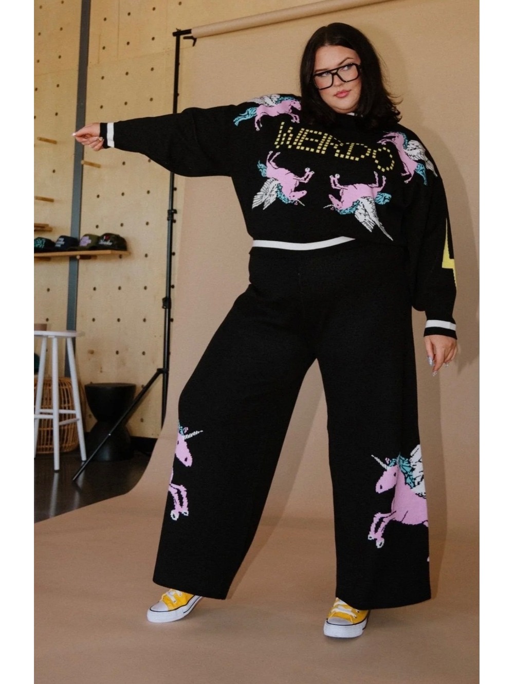 Lala Black Pegasus Knit Pants Size L